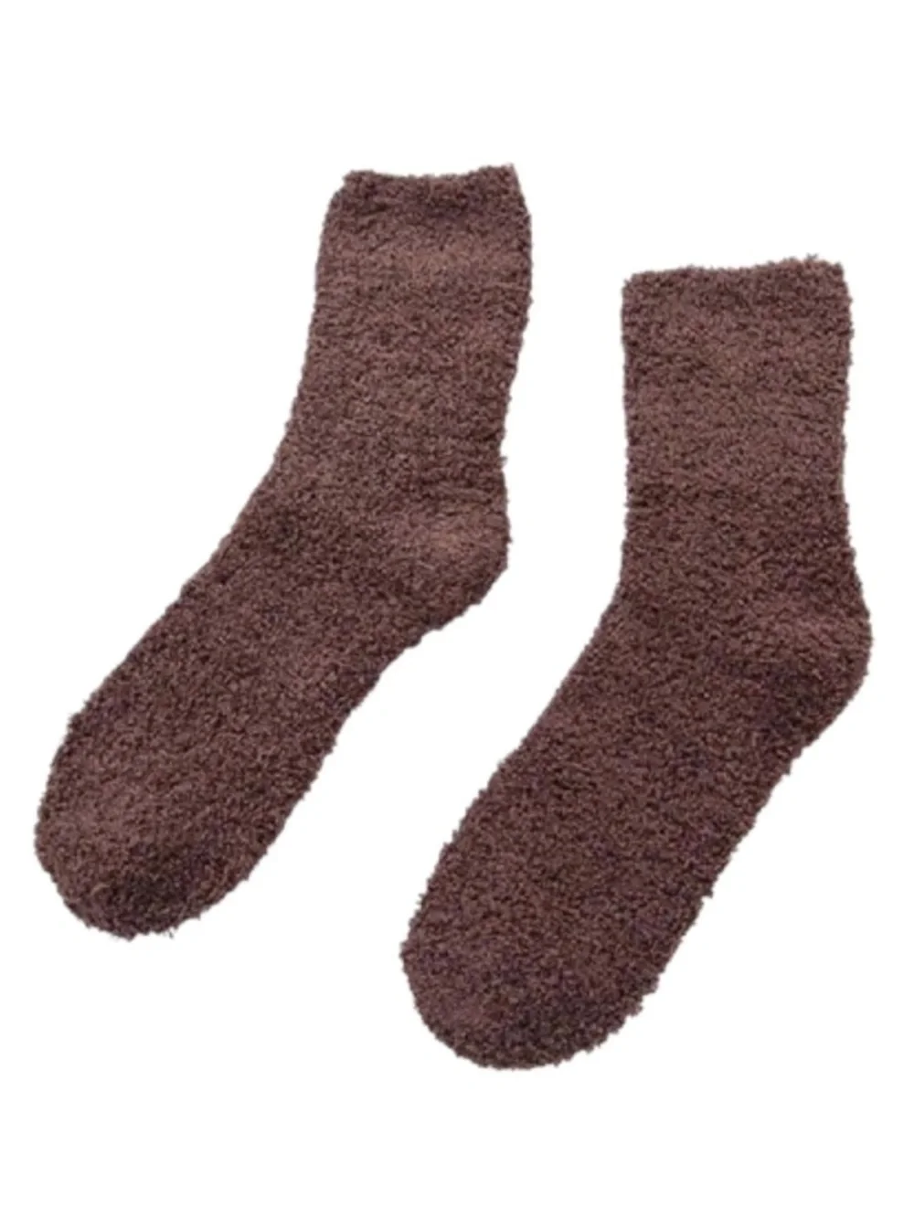 Fuzzy Brown Crew Socks